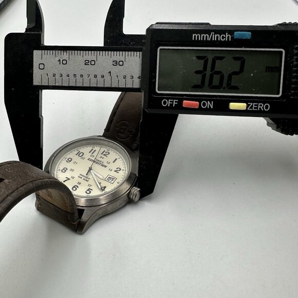 Timex Expedition Watch Men Silver Tone Indiglo Dial Leather Band T49870 Working - Picture 7 of 12
